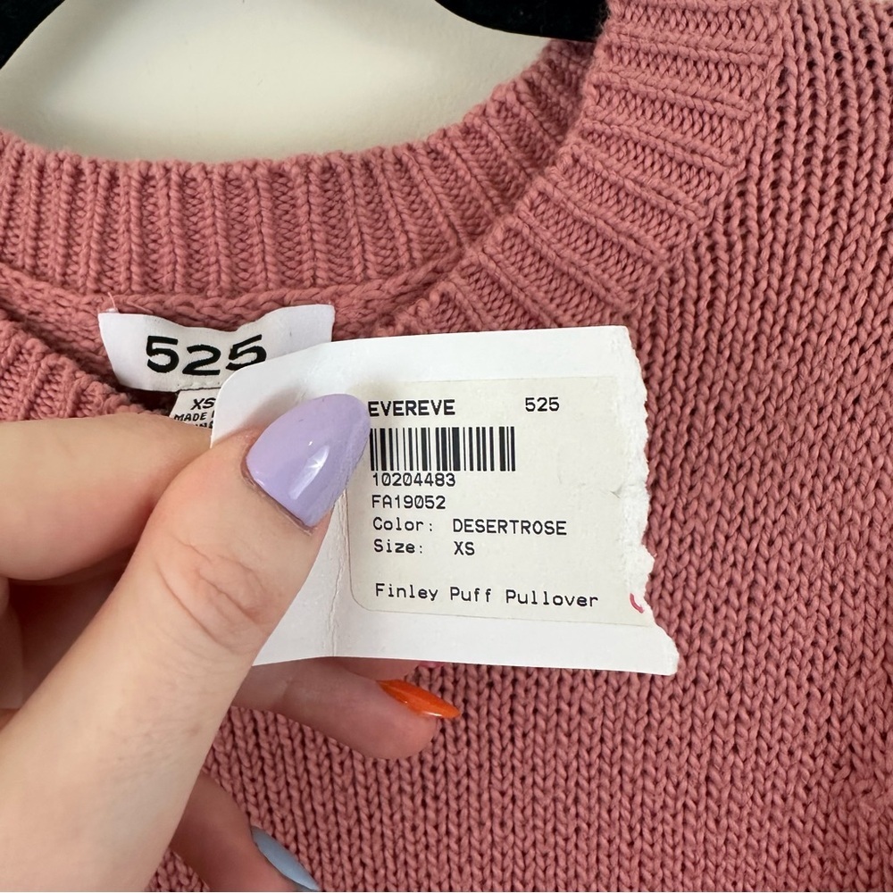525 America Evereve Dusty Rose Finley Puff Pullover Sweater Size XS NWT - Picture 6 of 7